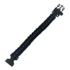 Close‑up of the Blue Line stun gun’s paracord wrist strap connected to the base of the device.