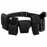 Police Force 2-inch duty belt with holster, magazine pouch, radio case, handcuff case and additional duty accessories.