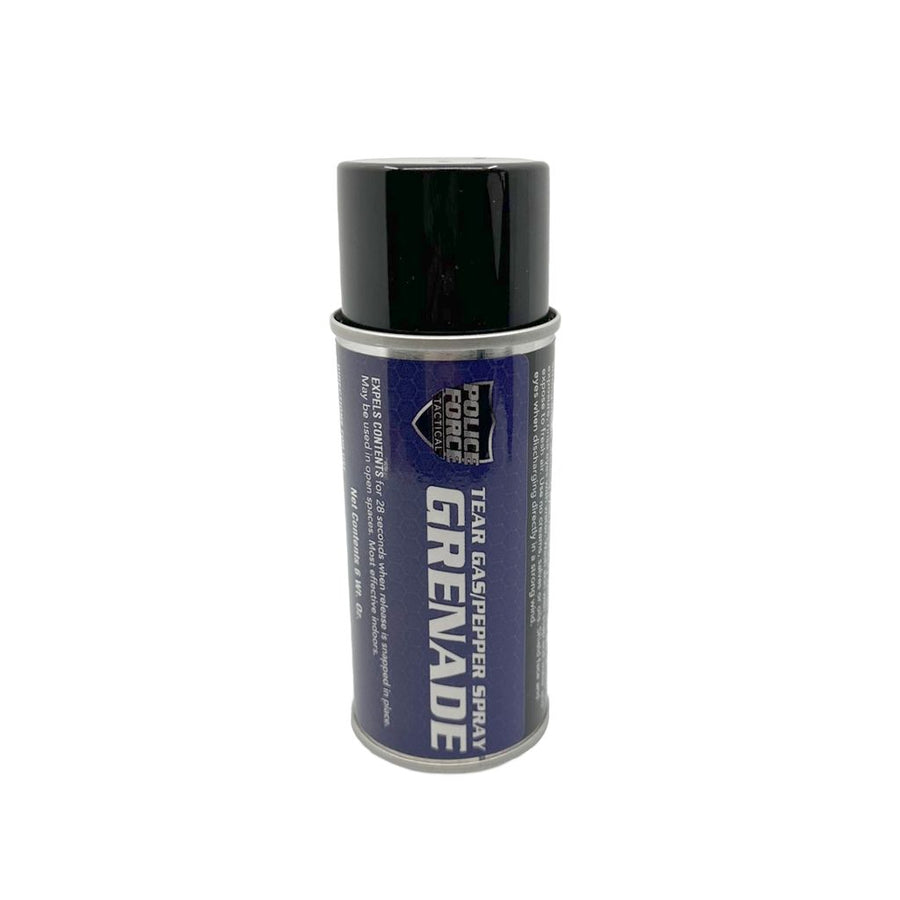 Police Force Tear Gas Pepper Spray Grenade 6 ounce with CS tear gas and OC pepper spray for wide-area home defense and emergency preparedness.