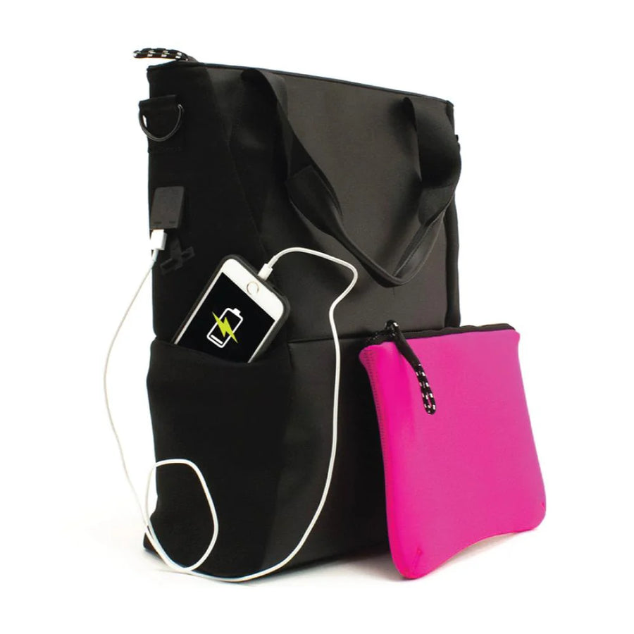 Streetwise Pro-Tech Level IIIA bulletproof tote bag with built-in power bank and laptop compartment for everyday carry
