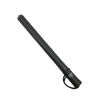 Push‑button auto‑expandable baton shown in its closed position with compact cylindrical body and flashlight head.