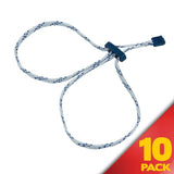 a pair of white nylon/polycarbonate disposable quick cuffs shown fully extended
