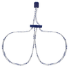two connected restraint loops made from white cord and a blue plastic tightening block