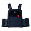 Black 10x12 quick release laser cut MOLLE plate carrier with adjustable cummerbund and side plate pockets.