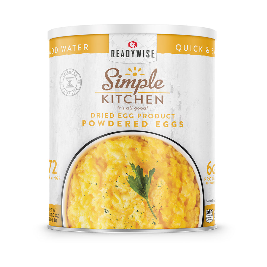 ReadyWise freeze-dried powdered whole eggs #10 can with 72 servings for emergency food storage and preparedness