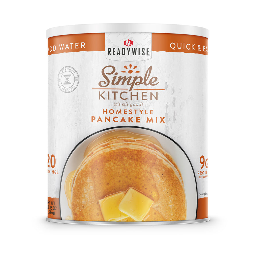 ReadyWise pancake mix #10 can with 20 servings for emergency food storage, preparedness, camping, and everyday pantry use