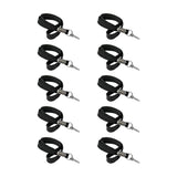Ten replacement stun‑gun disable pins shown with attached wrist lanyards, arranged in a grouped layout.