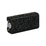 rechargeable keychain stun gun with short cylindrical body and rhinestone‑accented grip color black