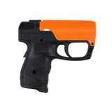SABRE Aim and Fire Pepper Gel launcher with trigger grip deployment, 15-foot range, and reloadable police-strength pepper gel system.