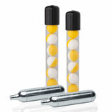 SABRE Inert 0.68 caliber practice projectile refill kit with 14 inert projectiles and 2 CO2 cartridges for compatible pepper launchers.