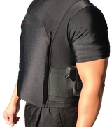 Safe‑T‑Shirt worn with concealed holster placement showing discreet carry profile