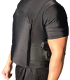 Safe‑T‑Shirt worn with concealed holster placement showing discreet carry profile