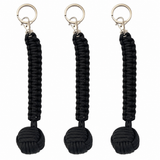 three SAP monkey‑fist key rings displayed together, showing the woven cord heads and attached metal key rings