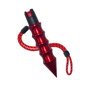 Self-Defense Hammer Spray with refillable 0.5 oz pepper spray, striking point and wrist cord.