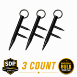 Three self‑defense keychain kubotans with dual‑prong ends displayed together as a 3‑pack, showing their compact, textured handles.