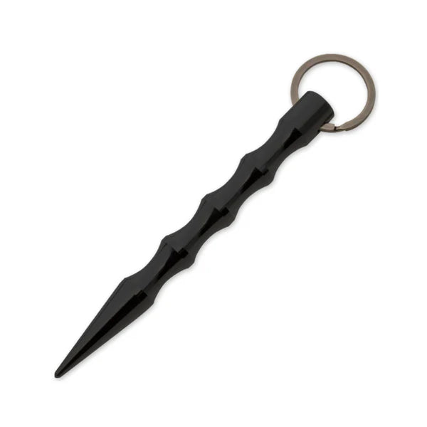 three-pack aluminum kubotan with key chain and textured grip color black