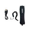 Black Serpent stun gun shown with all included contents such as charging cable, holster, and instruction sheet.