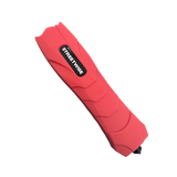 Pink Serpent stun gun shown with curved ergonomic body, front electrode prongs, and compact defensive design.