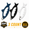 Three Streetwise Shar‑Key self‑defense keychains displayed together in assorted colors, showing the molded grip and pointed tooth‑style impact tip.