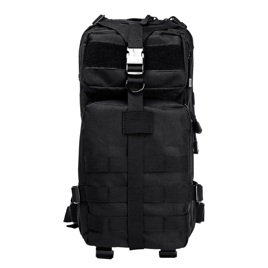 Small black color tactical backpack with multiple zippered compartments form NcStar.