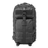 Small tactical backpack in urban gray featuring multiple zippered storage compartments, front utility pocket, adjustable padded shoulder straps, and durable compact construction for everyday carry, travel, hiking, or emergency preparedness gear.