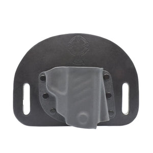SnapSlide OWB right-handed Kydex and leather holster for TASER Pulse and Pulse+ devices.