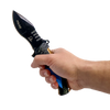 detail view of the anodized aluminum handle with textured grip of the policce version model