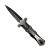 5-inch spring‑assisted Knight folding knife shown open with black and silver handle