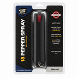 Streetwise 18 stream pepper spray (0.5‑oz) in halo‑style case shown inside manufacturer packaging with the canister visible through the blister pack.