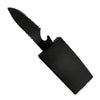 Streetwise black belt self‑defense knife shown in the open position with the blade extended from the buckle compartment.