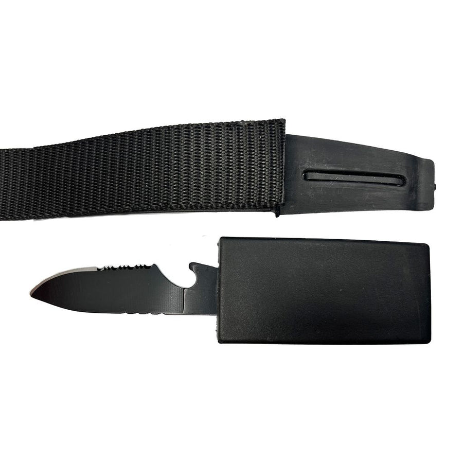 Streetwise Black Belt concealed self-defense knife with hidden 3.5-inch stainless steel blade and adjustable black nylon belt for everyday carry.