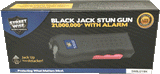 Retail packaging for the Streetwise Black Jack stun gun showing the device image, product name, and key features on the front of the box.