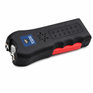 Streetwise Black Jack rechargeable stun gun with LED flashlight, 120 dB alarm, holster and Squeeze-N-Stun technology.