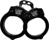 Streetwise black solid steel handcuffs with double-lock mechanism, two keys, and corrosion-resistant finish.