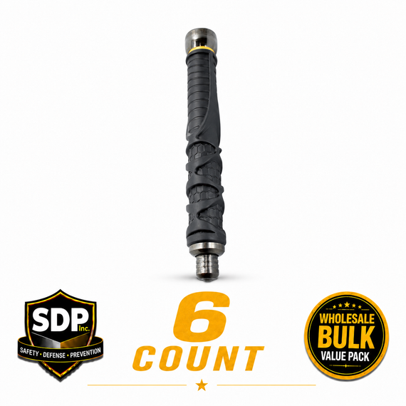 Streetwise Dark Knight 21 Inch Expandable Steel Baton 6 Count wholesale bulk pack with heavy-duty nylon holsters for self-defense, security, and emergency preparedness.