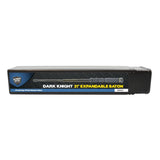 Streetwise Dark Knight 21‑inch expandable steel baton displayed in retail packaging with bold branding and product details.