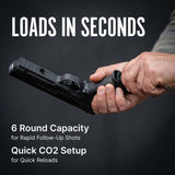 Illustration showing the Streetwise Heat Pepper Launcher California‑compliant model with labeled load‑time steps and timing indicators.