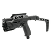 Pepper launcher displayed in side profile with the telescoping stock pulled out to its extended position.