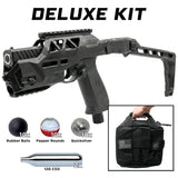 Streetwise HEAT Pepper Launcher Deluxe Kit with folding stock, tactical carrying case, pepper rounds, rubber balls, metal composite rounds, and CO2 cartridges.