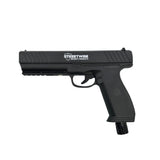 Streetwise Heat pepper launcher shown in a forward‑facing view with its compact pistol‑style design and bright safety‑colored body.