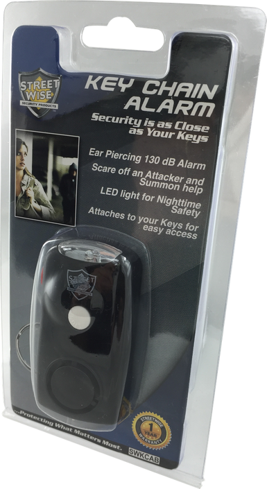 Streetwise Mini Barbarian rechargeable stun baton flashlight paired with a 130dB keychain personal alarm in a personal protection bundle.