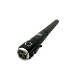 automatic expandable baton with flashlight featuring 1000‑lumen beam, strobe function, and window breaker tip