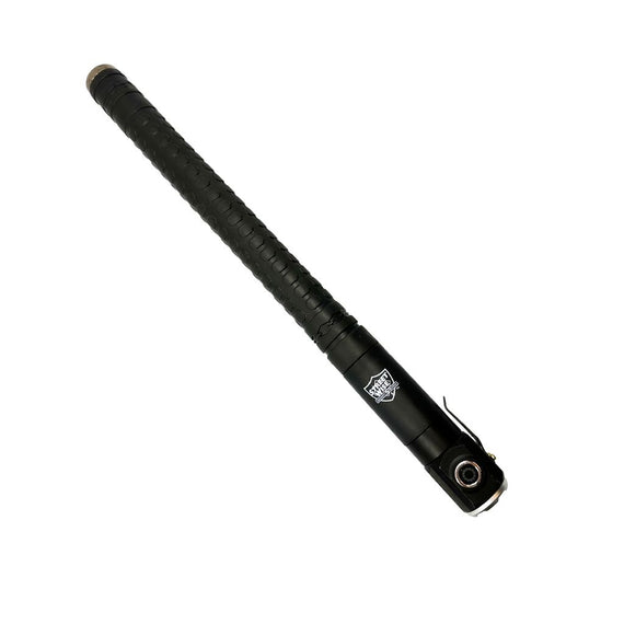 Streetwise push button auto expandable baton with 1000-lumen flashlight, strobe mode, window breaker, and rechargeable battery