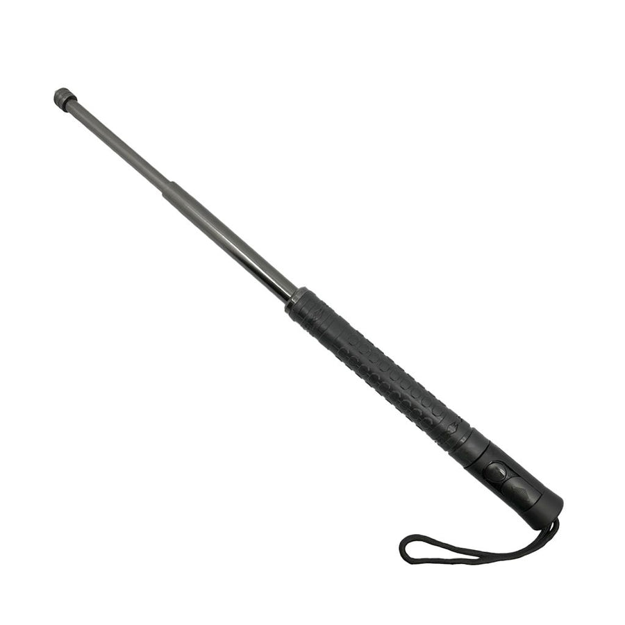 Streetwise push button auto expandable baton with rapid deployment system, textured grip, wrist strap, and nylon holster