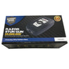 Grey Razor stun gun sealed in branded retail packaging highlighting its slim profile and stun‑activation features.