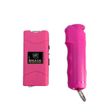 keychain stun gun and sticky gel pepper spray set designed for compact everyday carry color hot pink