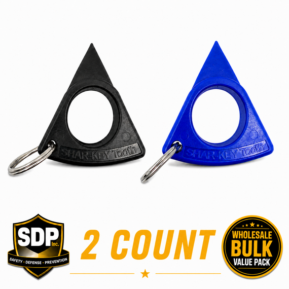 Two Streetwise Shar‑Key self‑defense keyrings in mixed colors shaped like stylized animal teeth, shown together as a 2‑count set.