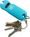 Streetwise Smart Keychain teal stun gun shown with a set of keys attached to its built‑in keyring.