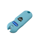 Streetwise SMART rechargeable keychain stun gun with touch sensing safety, LED flashlight, quick-release keychain, and rubberized grip for personal protection.