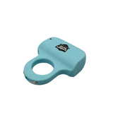 Streetwise Sting Ring stun gun shown in a teal finish with its circular grip and activation button visible.
